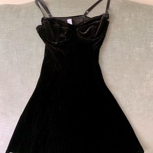 American Apparel Black Strap Stretch Velvet Dress
